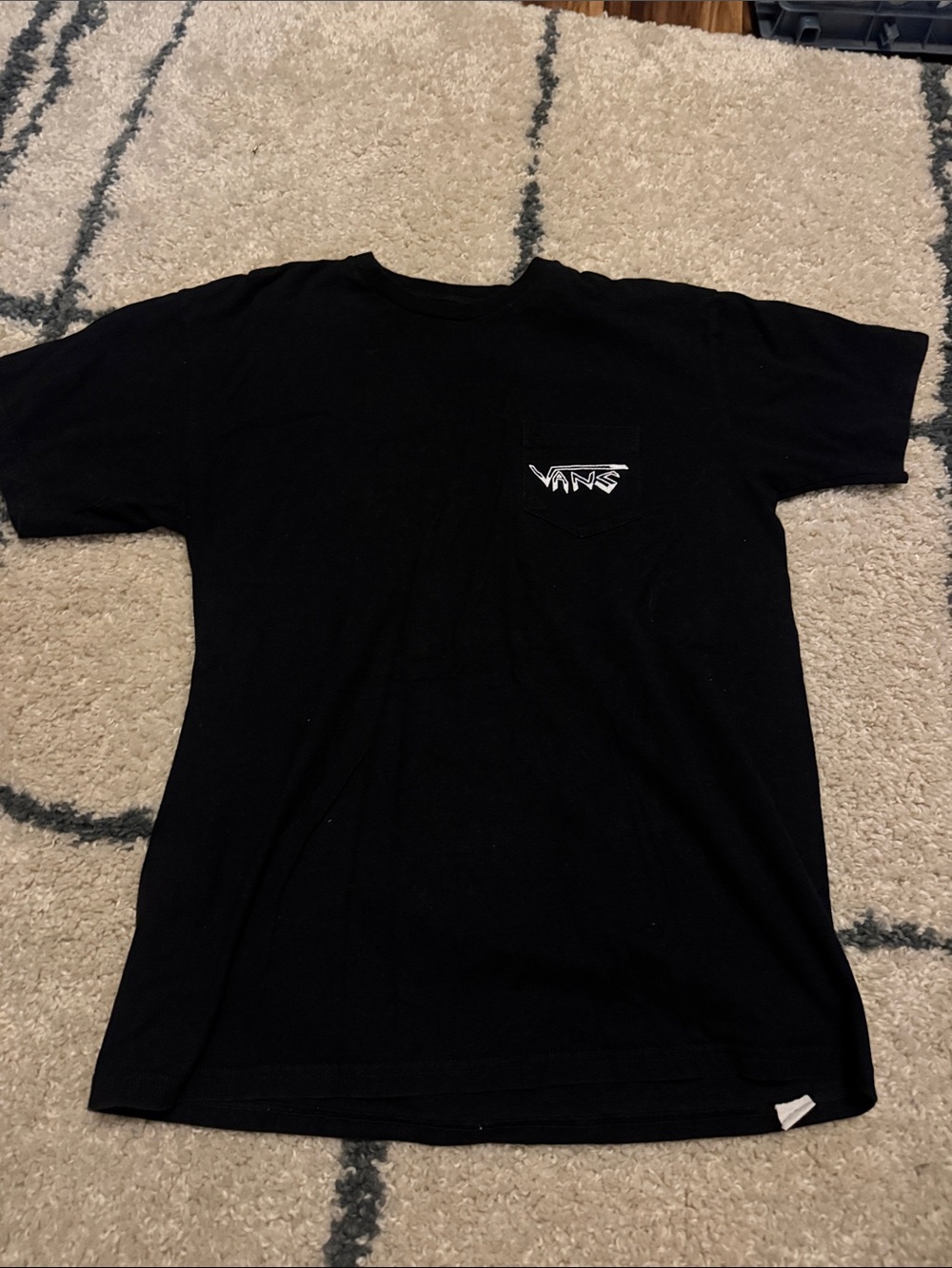 Vans Black Short-Sleeve Pocket Tee with White Logo